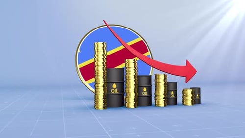 Democratic Republic Of The Congo Oil Revenue Decline With Red Arrow