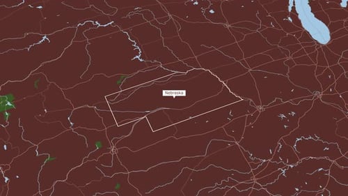 Animated Digital Map Highlighting Nebraska State Border