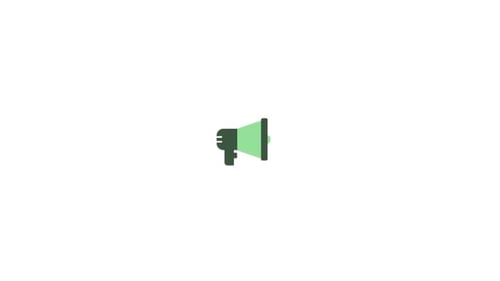 Animated Megaphone Announcement Icon in Flat Design Style