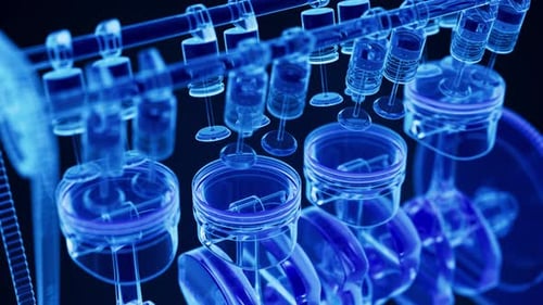 Animation car engine from the inside. X-Ray style. Alpha channel.