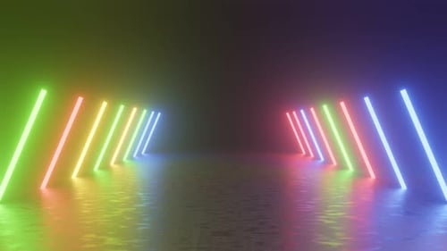 Abstract Futuristic Neon Light Tunnel Background Loop