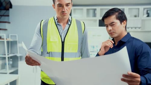 Competent Investor Investor Discuss and Brainstorm with Engineers on Blueprint