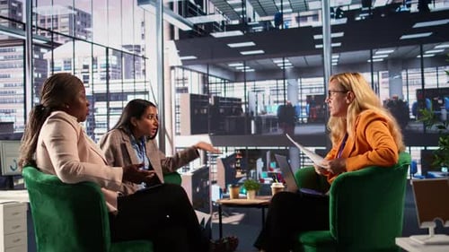 Angry Female CEO Yelling at Her Executive Assistants Due to Business Failure