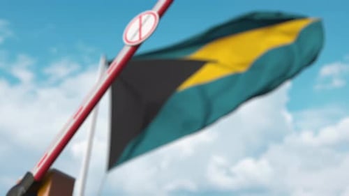 Bahamas Border Barrier with Coronavirus Prohibition Sign