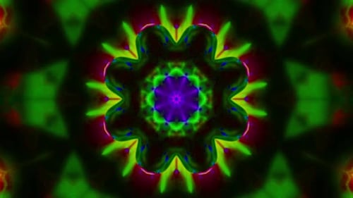 Vibrant green and purple kaleidoscope pattern