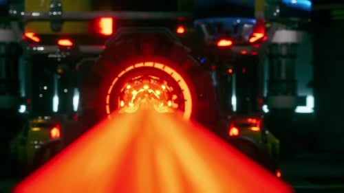 Futuristic Fusion Reactor Core with Glowing Energy Beam and Advanced Particle Accelerator