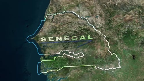 3D Earth Zoom Revealing Senegal Country Outline and Text