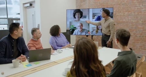 Video call in Office with Business People in Meeting