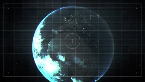 Earth Plan With Hud Effects Satellite Map