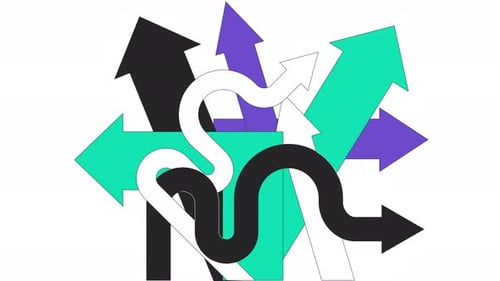 Flat Design Animated Arrows Multiple Directions