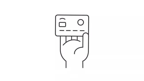 Animated hand with credit card icon