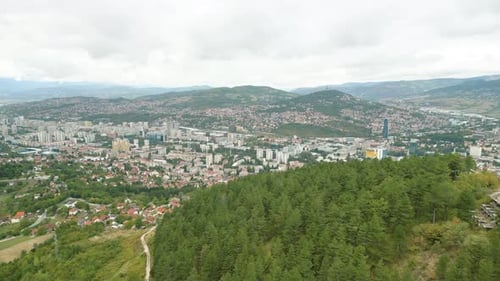 Sarajevo Bosnia and Herzegovina aerial footage balkan