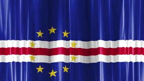 Waving Cape Verde Flag with Realistic Fabric Effect