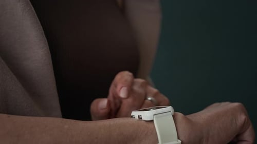 Close Up of Person Using Smart Watch