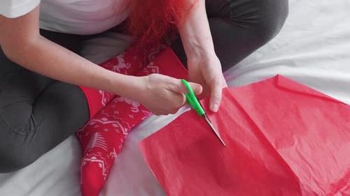 Woman Crafts Christmas Gifts at Home