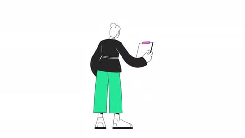 Person, die die Zwischenablage hebt und die Überschrift nickt, 2D-Charakteranimation