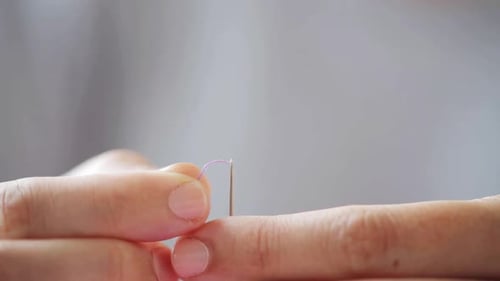 Close Up of Needle and Thread