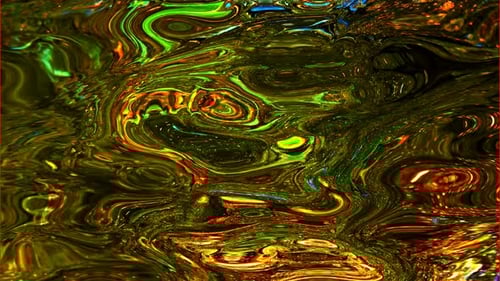 3D-glänzende Flüssigkeit mit abstraktem Farbverlauf. Digitale Flüssigkeit mit Wasserbewegung, glatte Musterrückseite