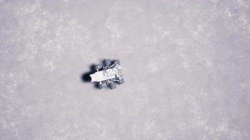Space Rover Exploring Alien Planet Surface Aerial View