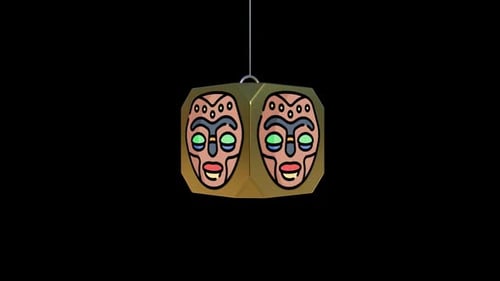 Stylized Abstract Mask Rotating and Shattering Animation