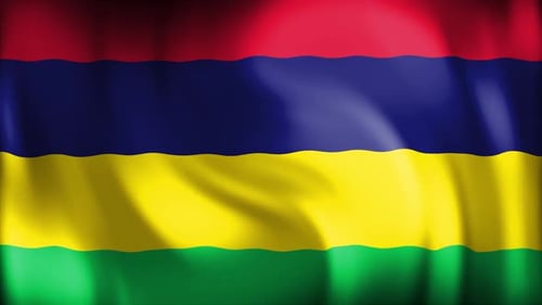 Realistic Waving Flag of Mauritius Seamless Loop Animation