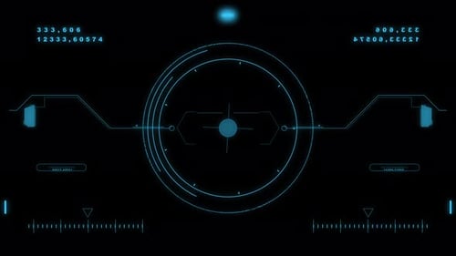 Futuristic Blue HUD Display Element with Target Tracking and Data