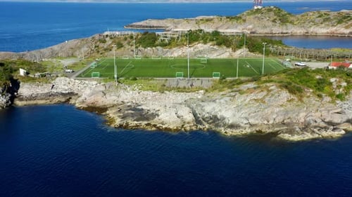 Football Field With Mountains At The Distance