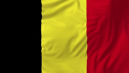 Belgium National Flag Waving in Realistic Fabric Motion Animation