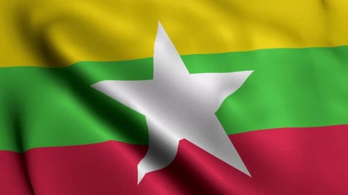 Myanmar Flag Waving Seamless Loop Animation