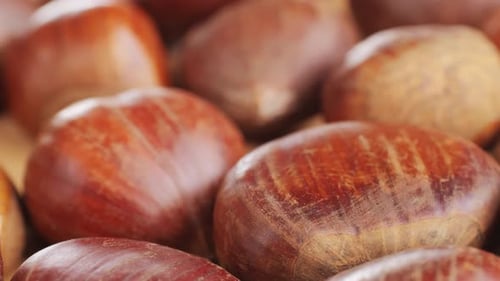 Fresh Chestnut Supermarket Food Oven Roasted Chestnuts with Sliced Peel on Wooden Board Spanish