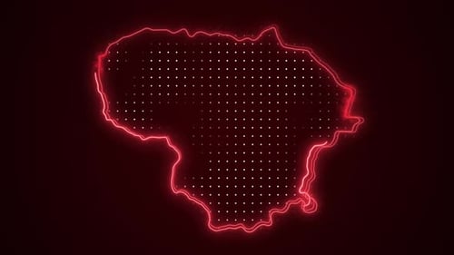 Digital Country Map Outline with Neon Glow