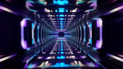 Futuristischer Neon-SciFi-Tunnel-Bewegungsgeschwindigkeitshintergrund