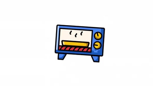Animated Sketch Icon of Baking Oven