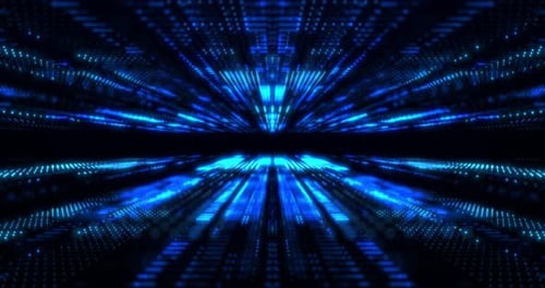 Futuristic Blue Digital Data Tunnel Background Loop