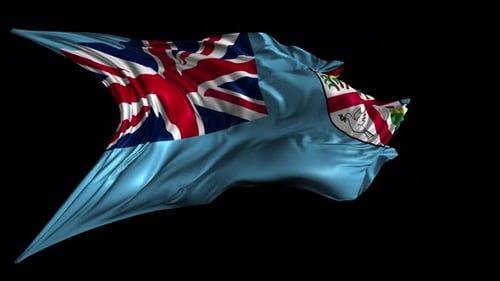 Realistic Waving Fiji Flag Animation with Alpha Channel