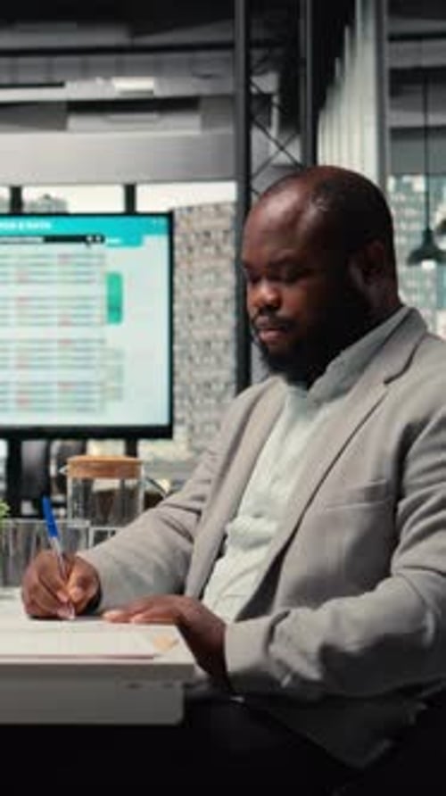 Vertical Video Black Approved Applicant Signing Employment Agreement After Job Interview