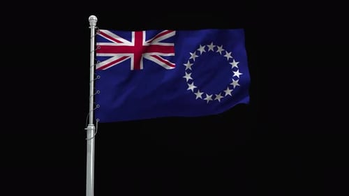 Cook Islands Flag Waving with Alpha Channel