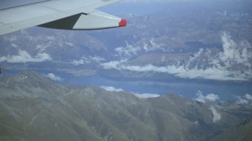 airplane shot seeing the mountain