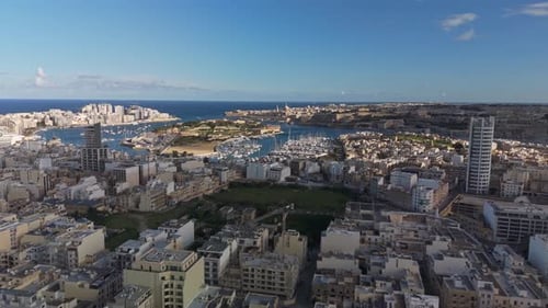 Drone View of Malta’s Coastline with Msida, Sliema & Valletta