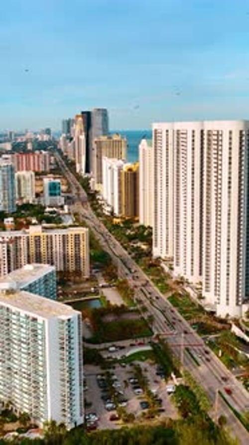 City scenery with diverse architecture. Top view of Miami Beach, Florida