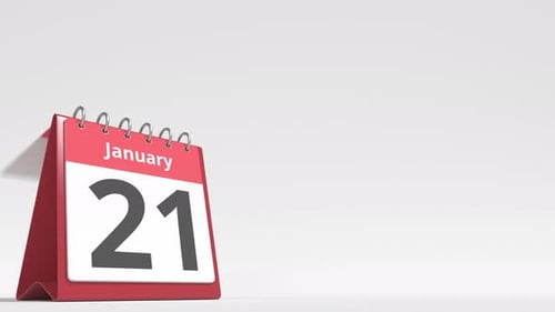 January 22 Date on the Flip Desk Calendar Page