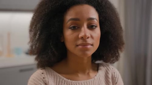 Smiling Woman in Close Up Portrait