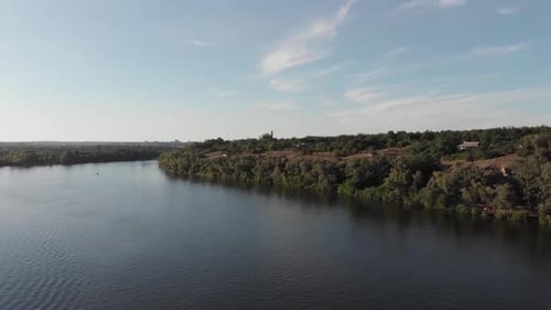 aerial view of the Khortytsia island in Zaporizhzhya