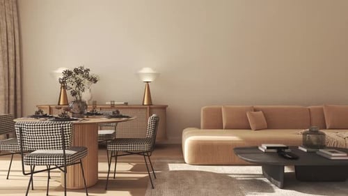 Modern Living Room and Dining Area with Elegant Decor