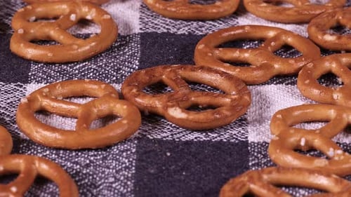 Delicious Salted Pretzels on Checkered Cloth