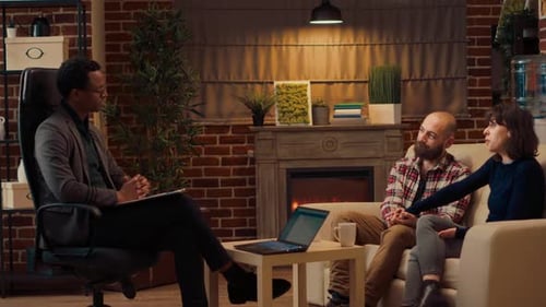 Couple in Therapy Session Talking with Therapist