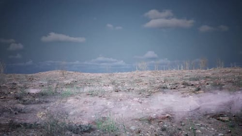 Ethereal Flowing Mist Over Barren Desert Ground