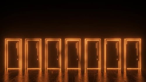 Sete portas alaranjadas abstratas