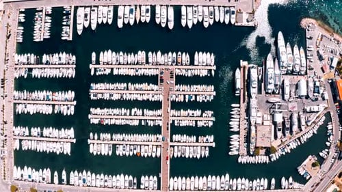 Boats Docked At The Harbor Aerial