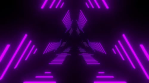 Enter the vibrant neon triangle tunnel for a futuristic journey